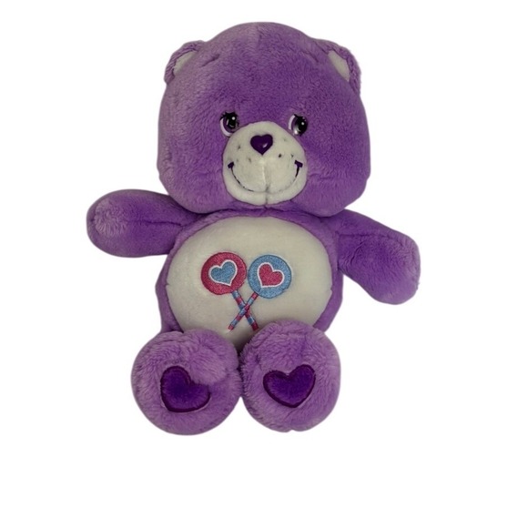 Care Bears Other - Vintage Care Bears Share Bear Purple Plush 2002 Lollipop 13inch Stuffed Toy Y2K